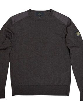 $300 BELSTAFF Wool Sweater Crewneck Luxury Designer Light Sweater Mens Large
